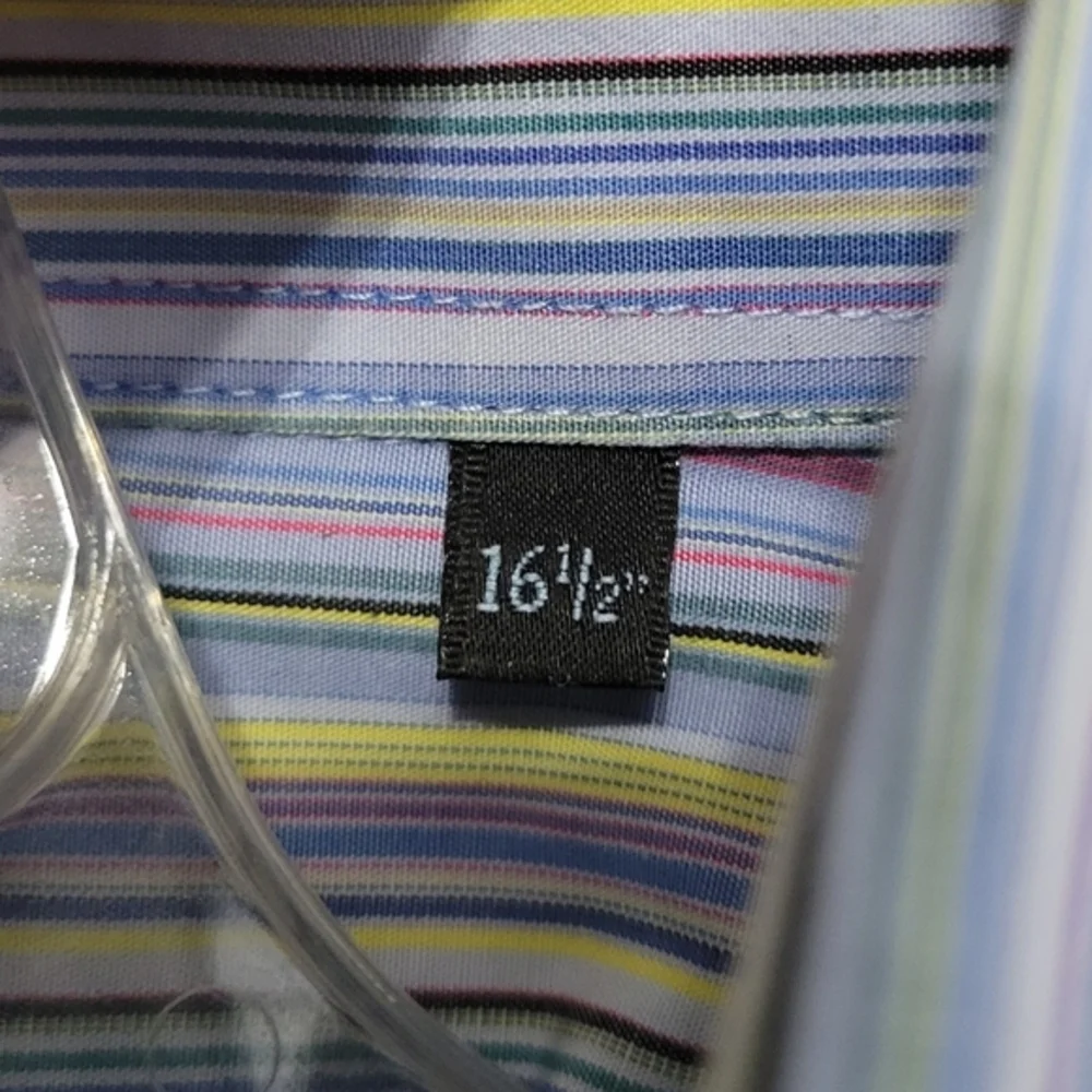 New & Lingwood Men's Striped Dress Shirt Neck Size 16.5 Colorful Office Business